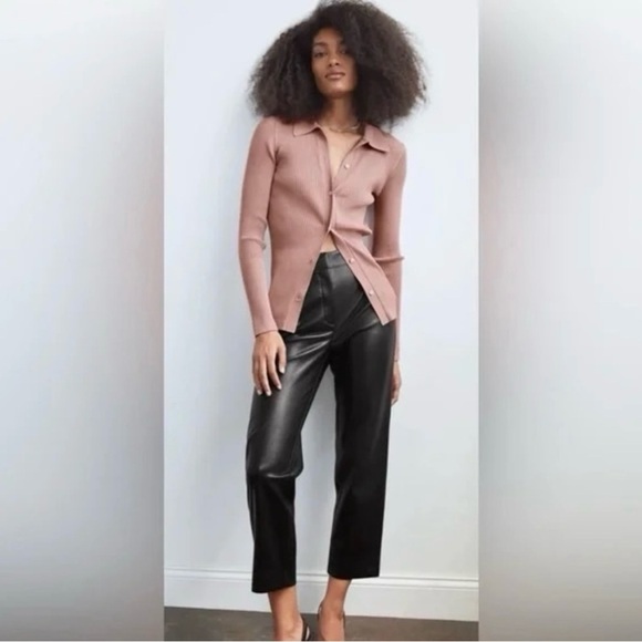 Aritzia Babaton Faux Vegan Leather Cropped Pants Size 0 - Picture 11 of 11